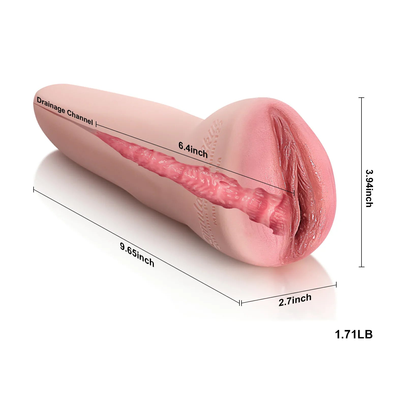 1.7LB Realistic Silicone Pocket Pussy with Detailed Labia and Soft Textured Inner Tunnel