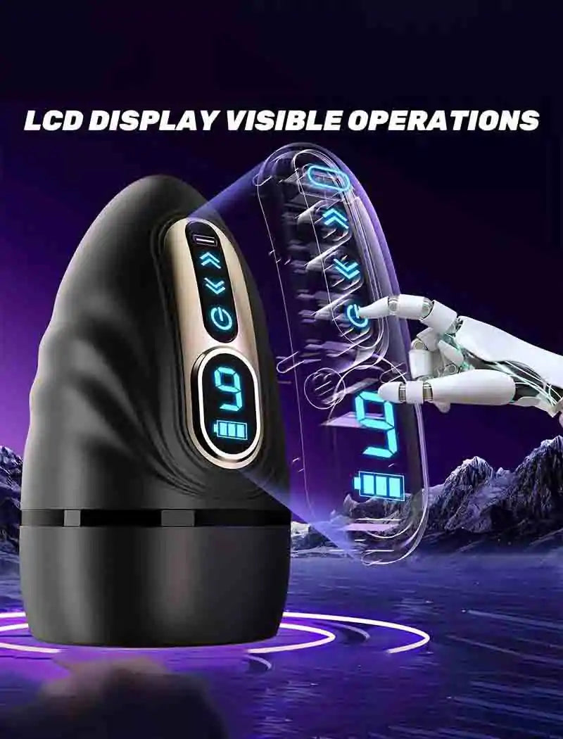 XV4 APP Controlled 9 Modes Vibrating Masturbator with Heating and Realistic Sleeve