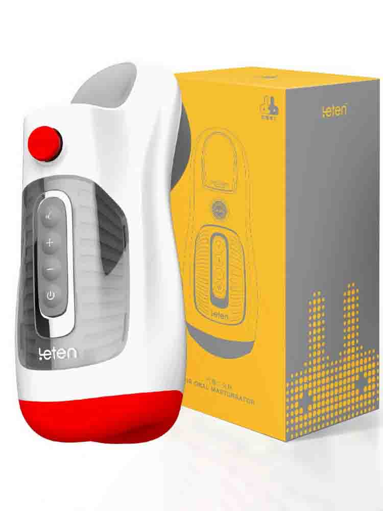 Leten Air Blast Vibrating Stroker with Dual Motors Suction Mouth Design and Pressure Release