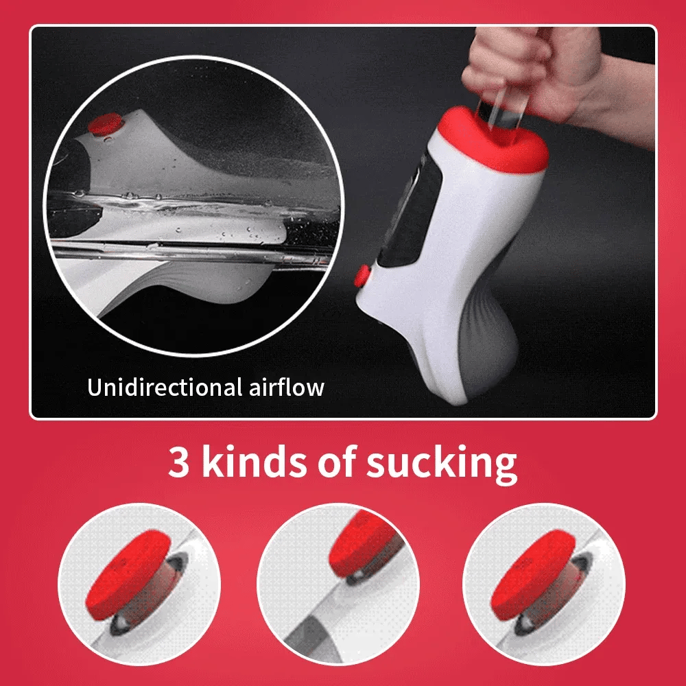 Leten Air Blast Vibrating Stroker with Dual Motors Suction Mouth Design and Pressure Release