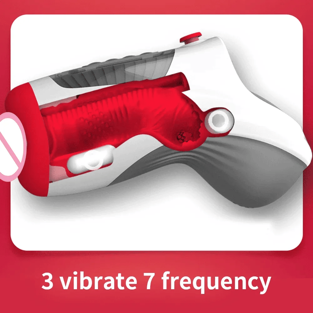 Leten Air Blast Vibrating Stroker with Dual Motors Suction Mouth Design and Pressure Release