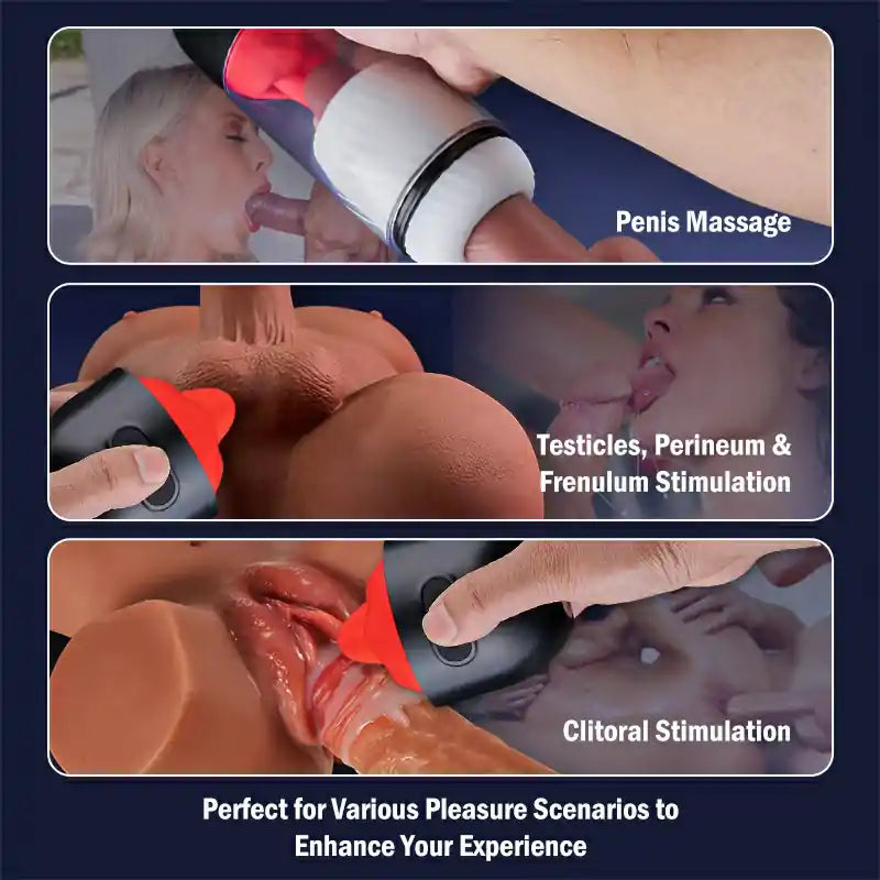 XR10 APP Controlled Shower Stroker With 9 Vibration And Tongue Licking Modes Waterproof