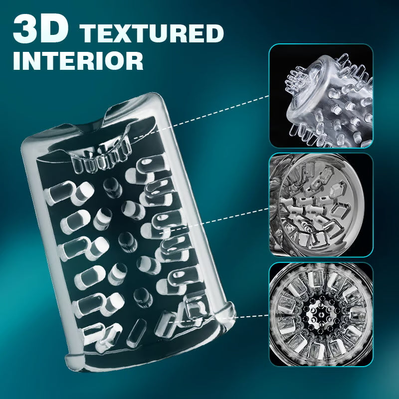 Automatic Thrusting Rotating Sucking Male Stroker with 3D Textured Sleeve