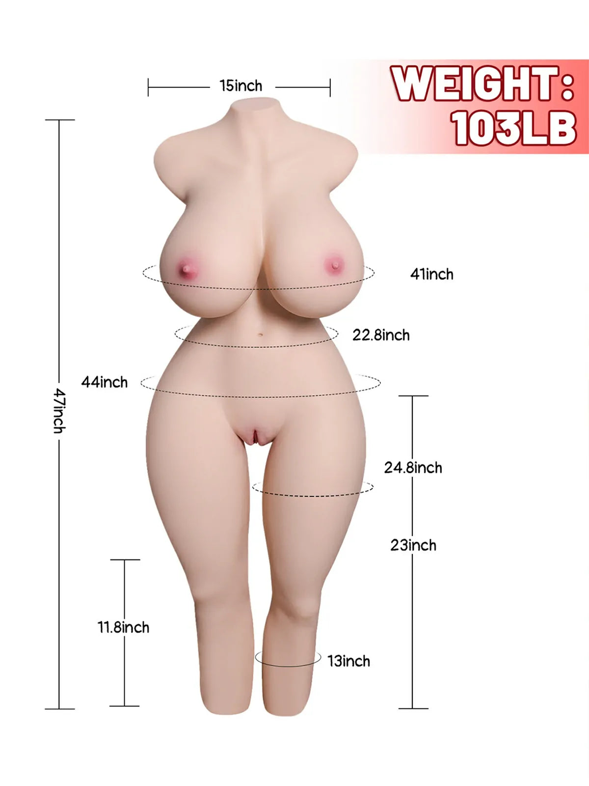 Morgpie-103.6LB Sexy Full Size Female Torso with Realistic Breasts & Huge Butt