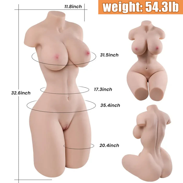 Caroline: 54.3LB BBW Life-Size Sex Doll Torso With Realistic Vagina & Anus