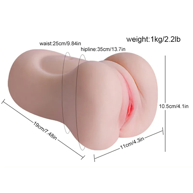 Compact 2.2LB TPE Pocket Pussy Toy for Men with Realistic Dual Channel Design and Soft Skinlike Texture
