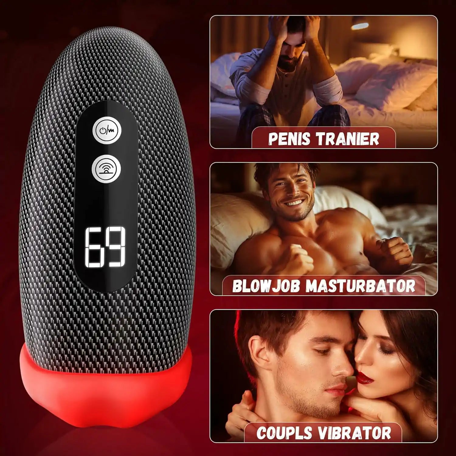 Deep Throat Male Masturbator with 360° Wrap Tapping Vibration and LCD APP Control MT-XV5
