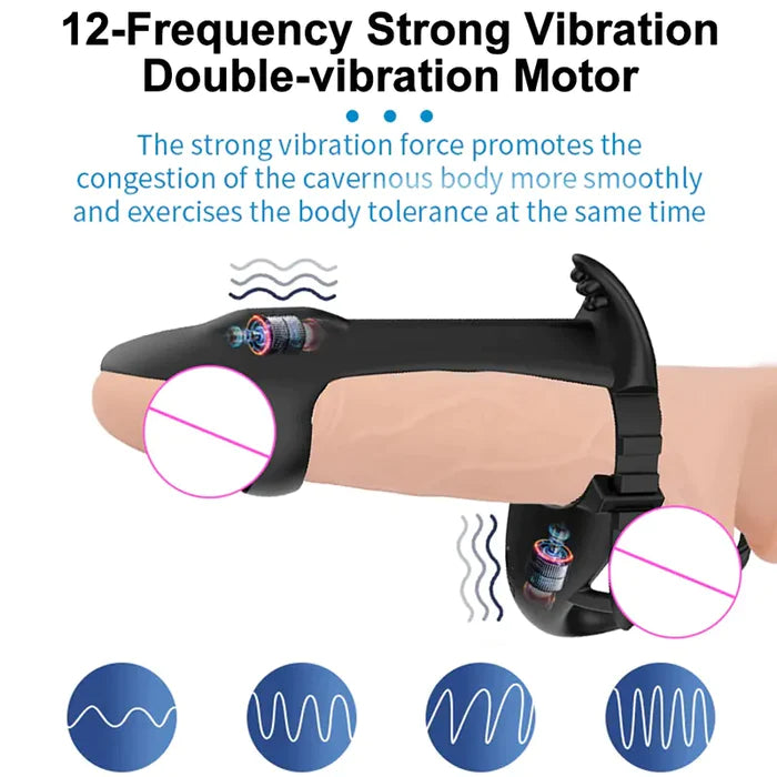 PR21 12 Frequency Penis Clitoris G-spot Stimulation Couple Cock Ring Sex Toy