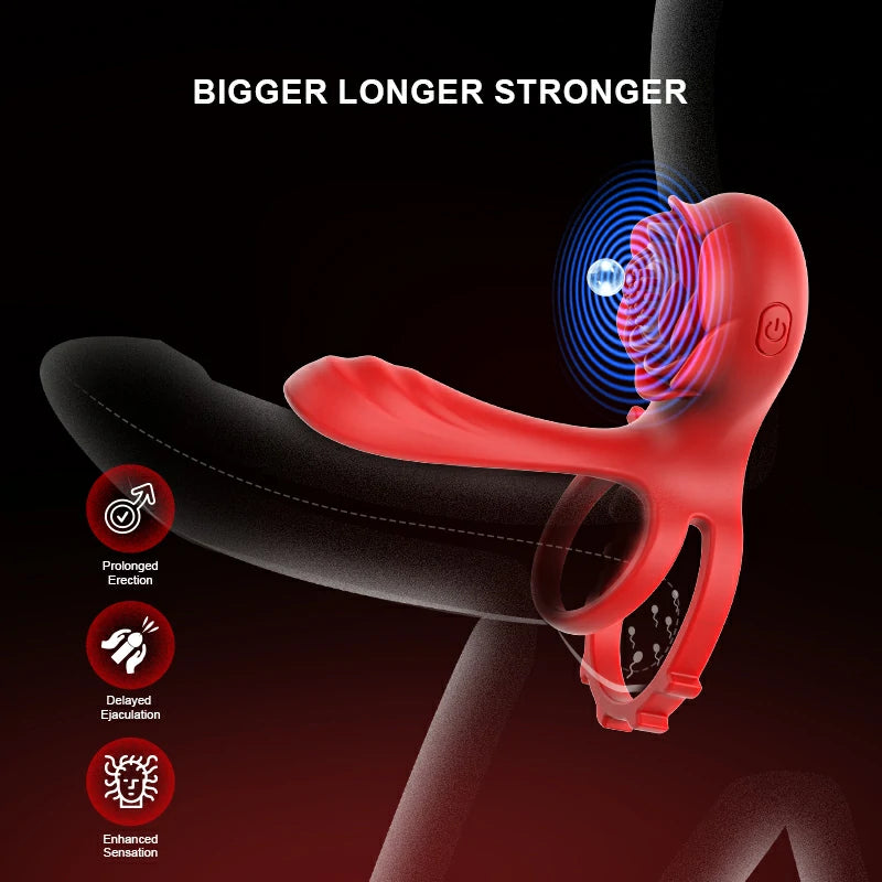Dual Motor Dick Ring Slim Fit Gentle Clitoral Contact Adjustable Waterproof App Controlled MT-PR8