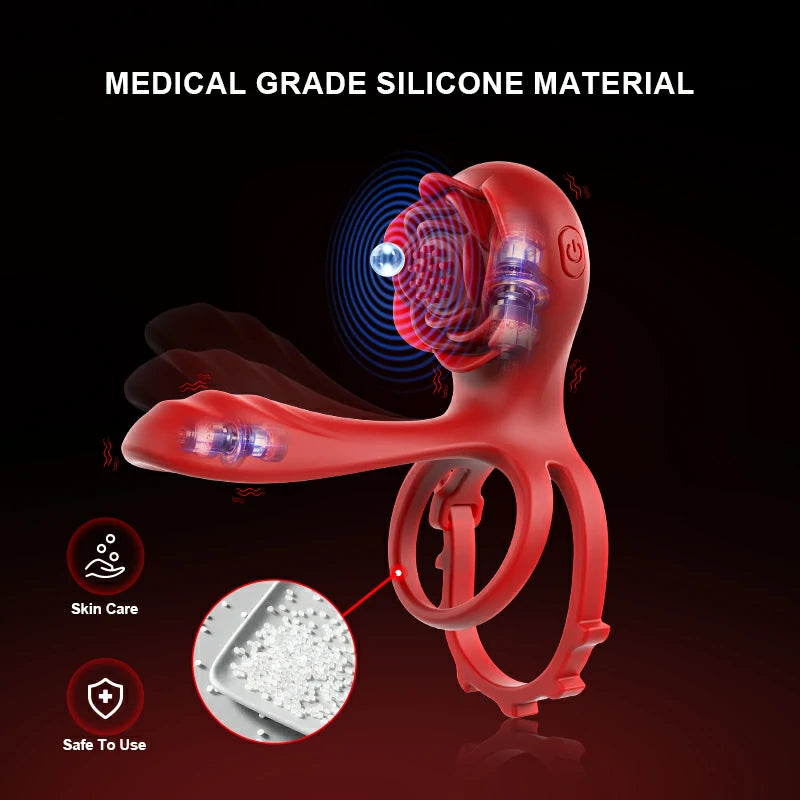 Dual Motor Dick Ring Slim Fit Gentle Clitoral Contact Adjustable Waterproof App Controlled MT-PR8