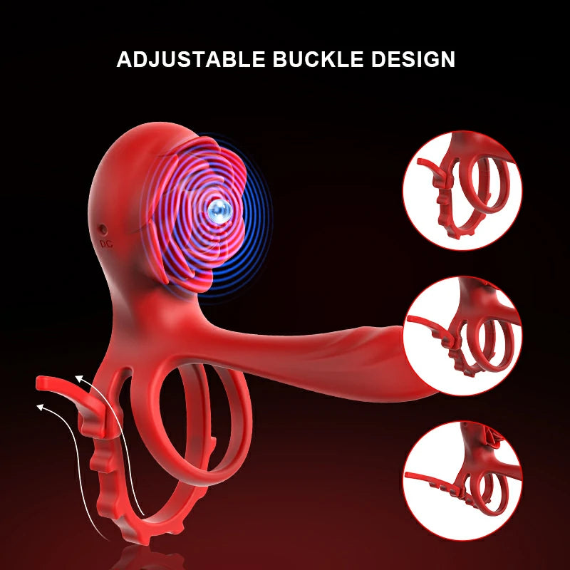Dual Motor Dick Ring Slim Fit Gentle Clitoral Contact Adjustable Waterproof App Controlled MT-PR8