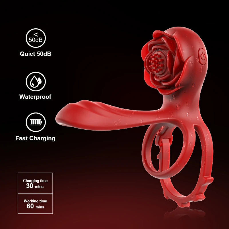 Dual Motor Dick Ring Slim Fit Gentle Clitoral Contact Adjustable Waterproof App Controlled MT-PR8