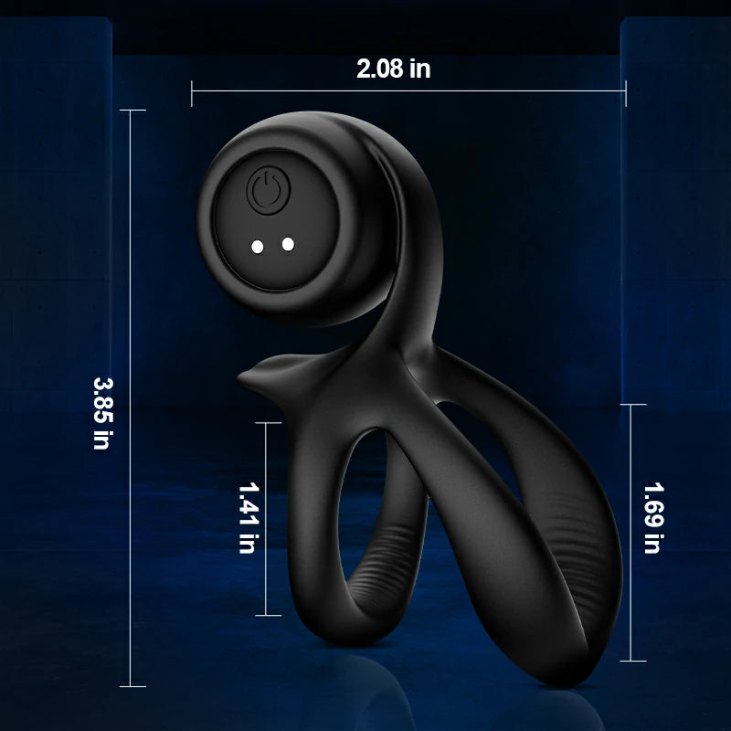 Dual Ring Stretchy Silicone Penis Ring with Smart Vibration Waterproof Rechargeable for Intense Pleasure MT-PR12