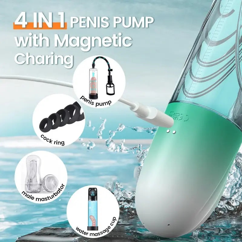 Electric Vacuum Water Penis Pumnp 4 Pressure Levels 9 Sucking