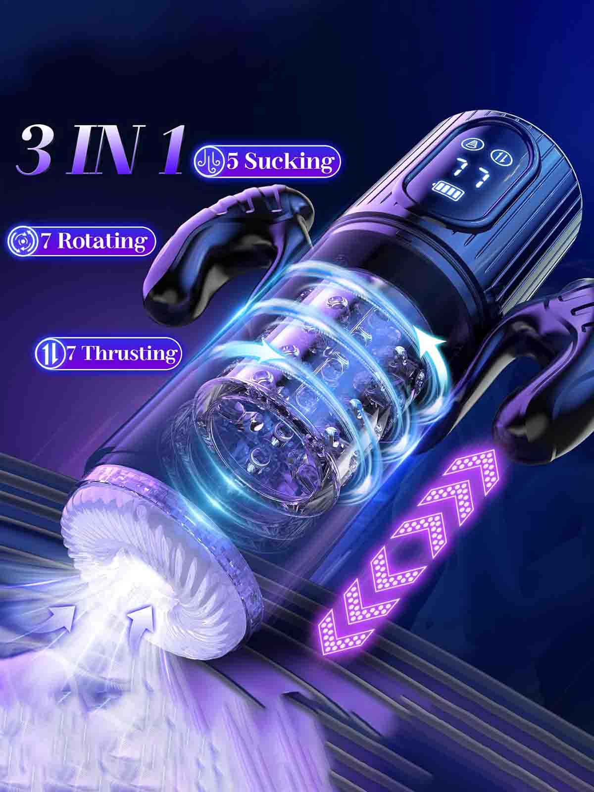 XR11 Hands Free Shower Stroker with Automatic Thrusting Rotating and Suction for Intense Pleasure