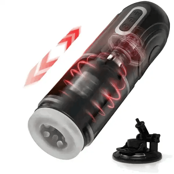 Hands Free Thrusting and Rotating Male Masturbator with Locking Suction Base