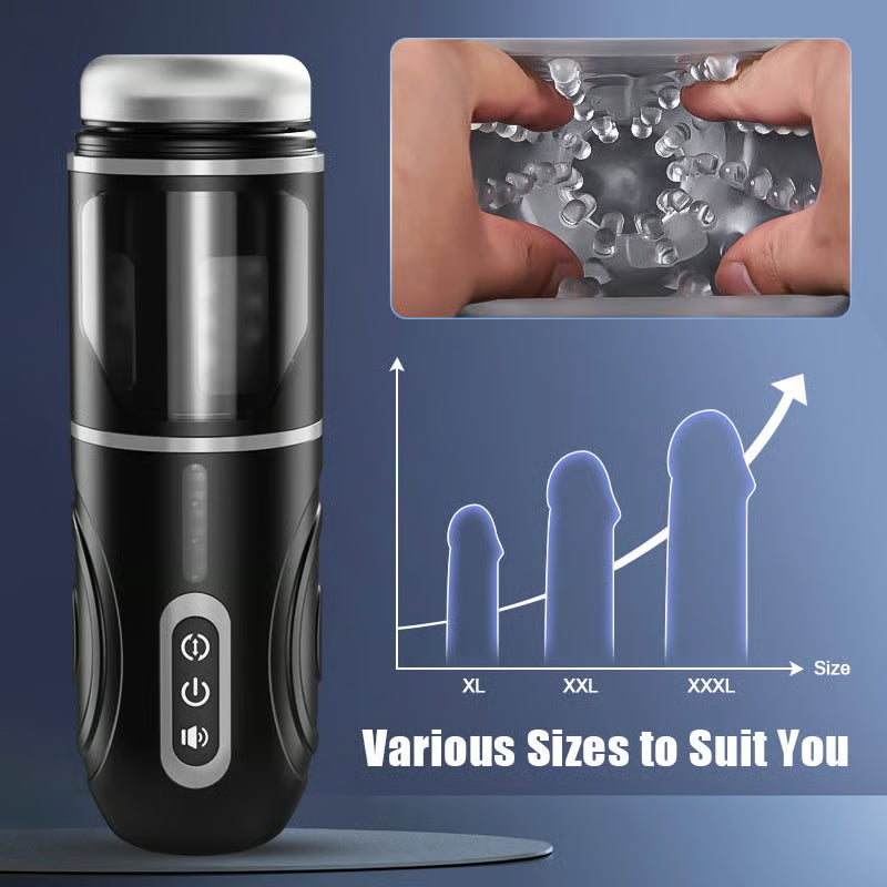 XR12 Thrusting Masturbator with Locking Suction Base for Hands-Free Rotation and Stimulation