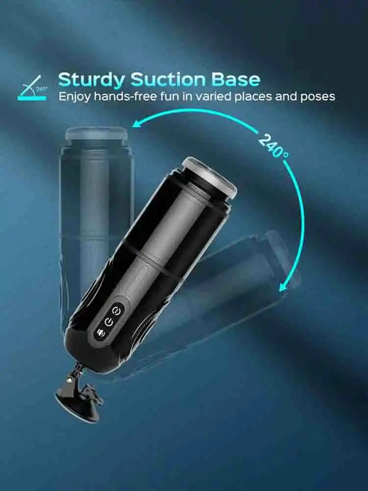 Hands Free Thrusting and Rotating Male Masturbator with Locking Suction Base