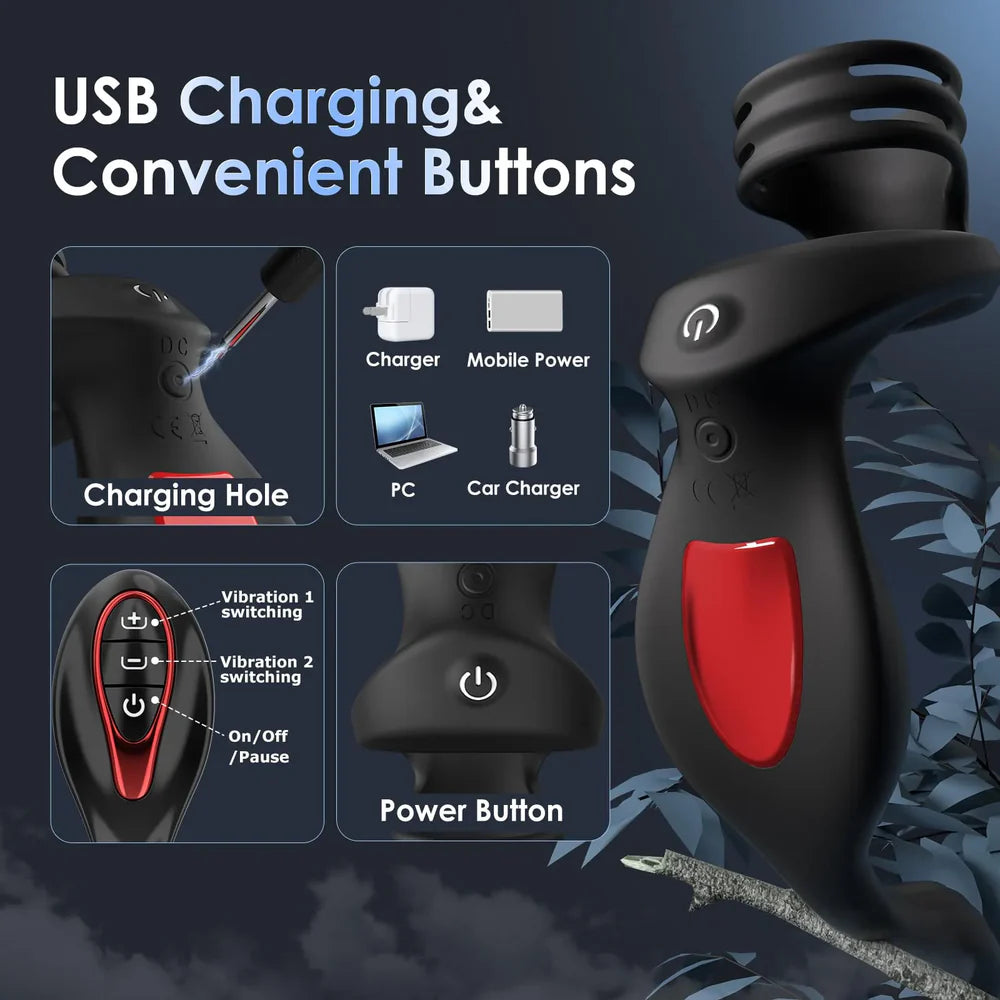 PM5 Best Anal Sex Toy for Men With Vibration Modes & Cock Ring