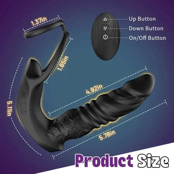 PM7: 9 Thrust & Vibration Powerful Prostate Massager with Locking Ring