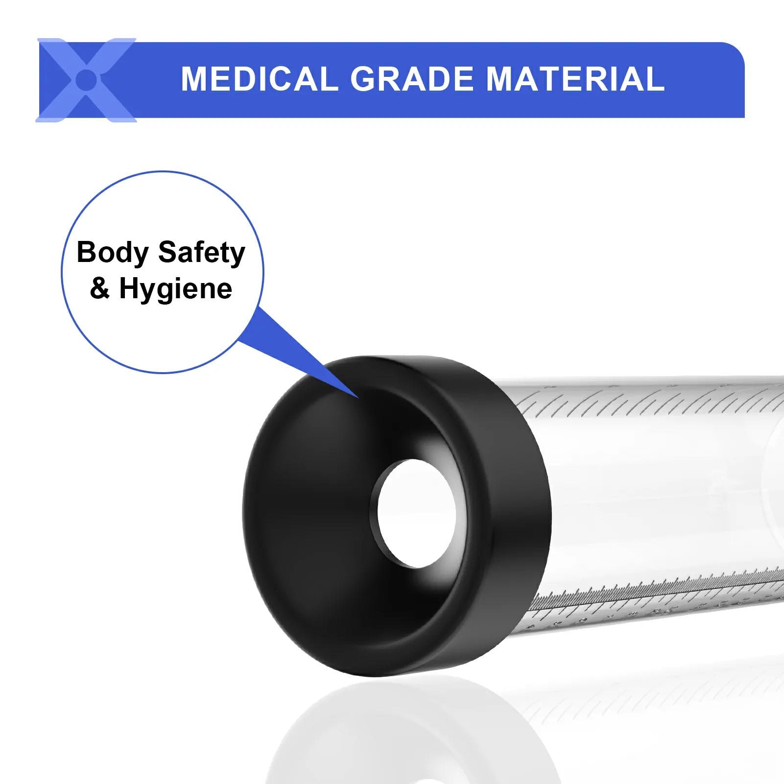 XP18 Manual Dick Pump with Air Gauge and Transparent Scale Cylinder for Safe Penis Training and Growth