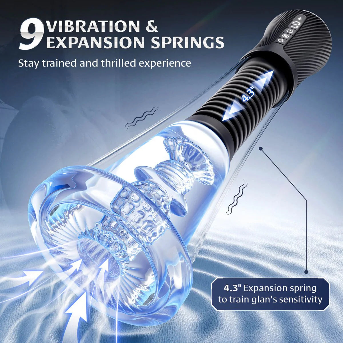 XP9 Thrusting Penis Pump 3 in 1 with Vibration Suction Glans Training and Dual Sleeves
