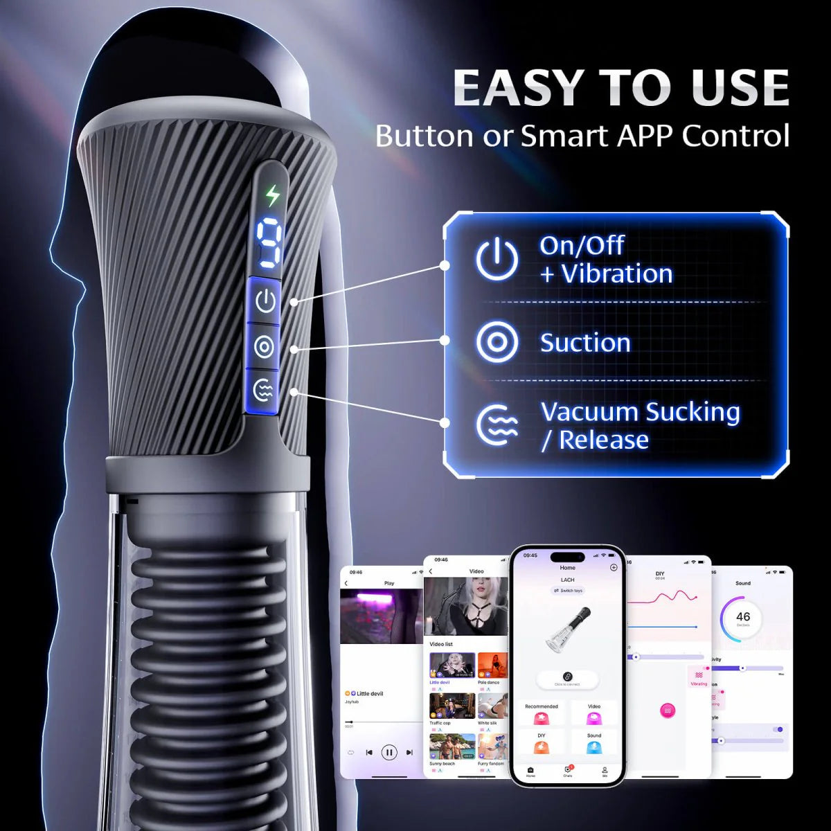 XP9 Thrusting Penis Pump 3 in 1 with Vibration Suction Glans Training and Dual Sleeves