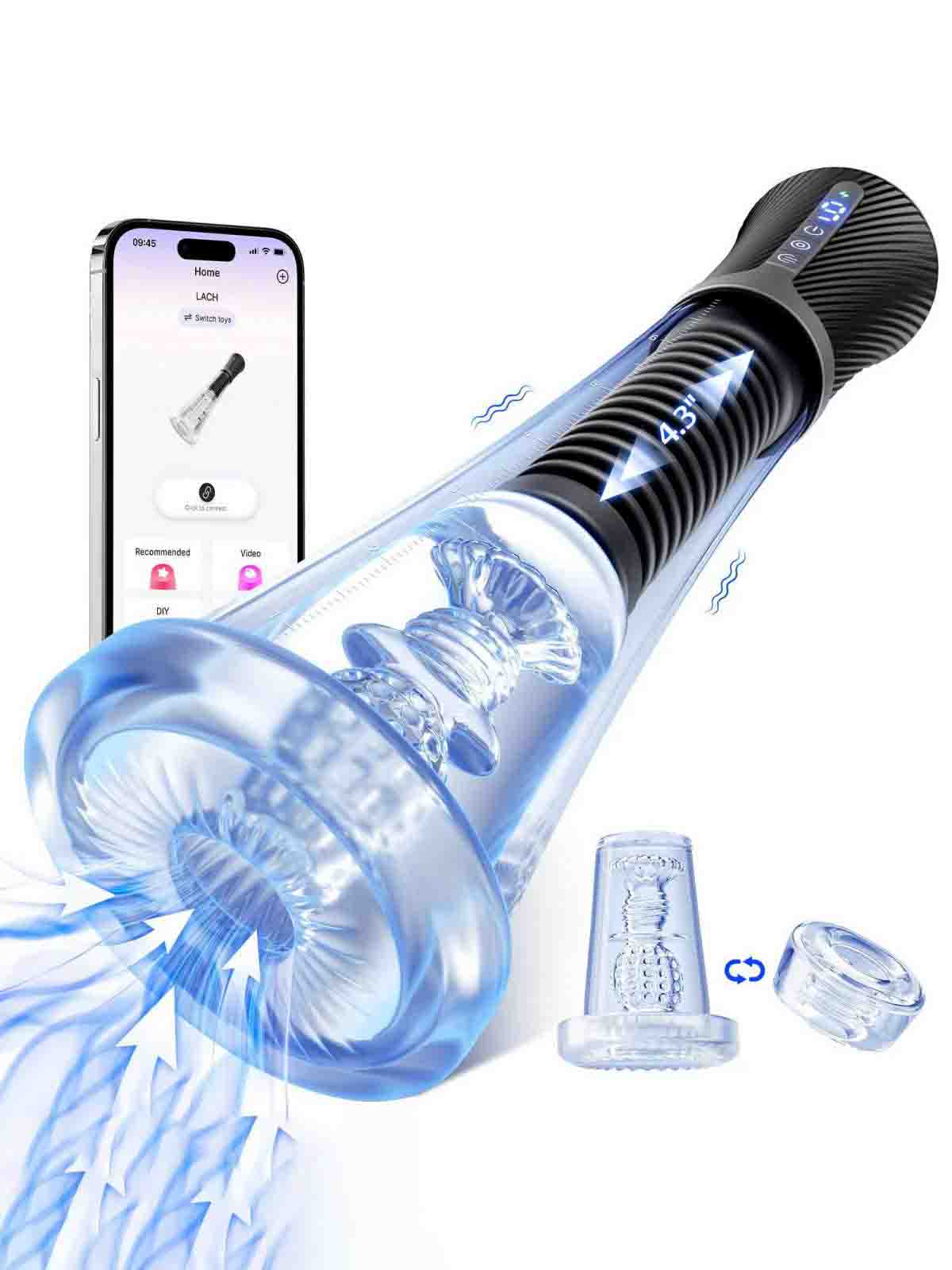 XP9 Thrusting Penis Pump 3 in 1 with Vibration Suction Glans Training and Dual Sleeves