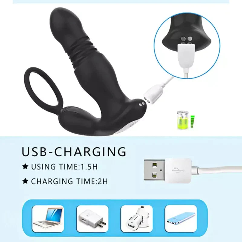 PM5 7 Modes Prostate Massager Vibrating Thrusting Wireless Remote Control