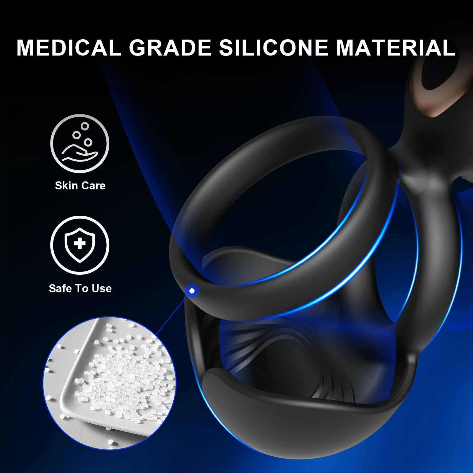 Remote Control Cock Ring Quiet Vibration Soft Skin Feel MT-PR5