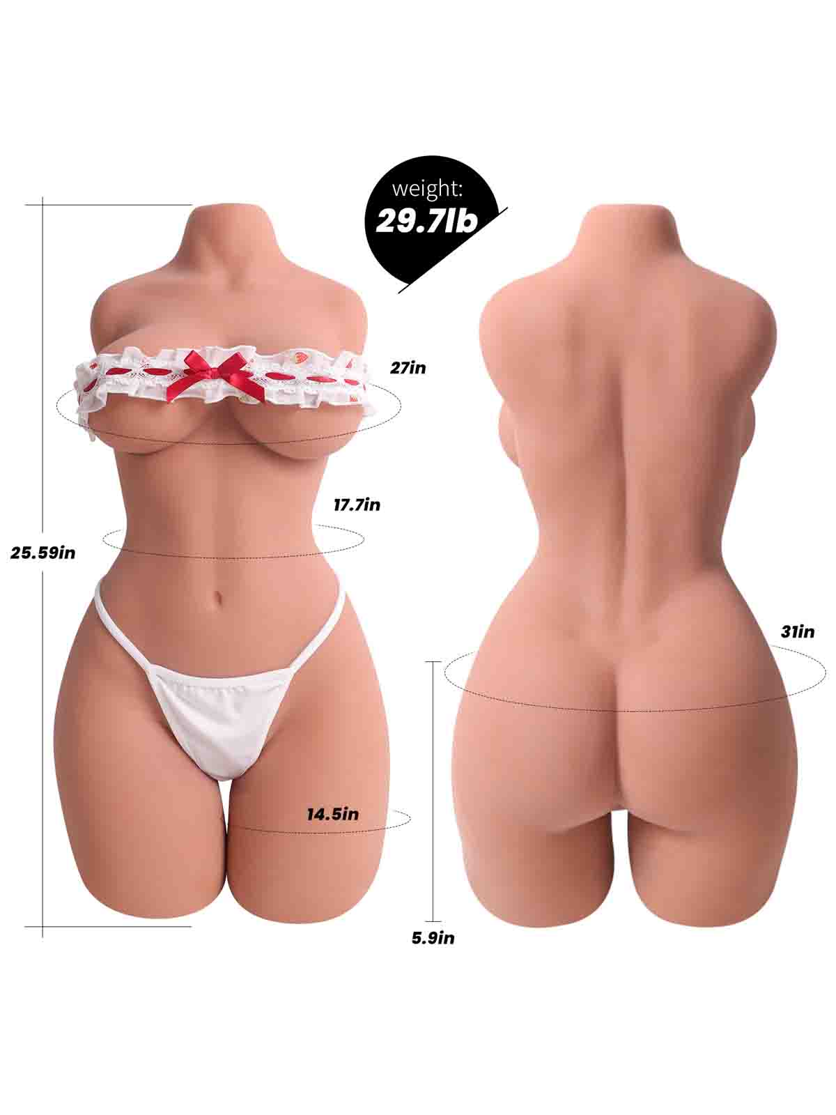 Emily 29.76LB Realistic TPE Female Sex Doll Torso with Built-In Skeleton