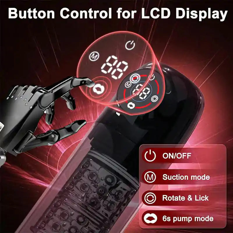 Automatic Male Masturbator with 7 Suction Modes 7 Rotation LCD Display