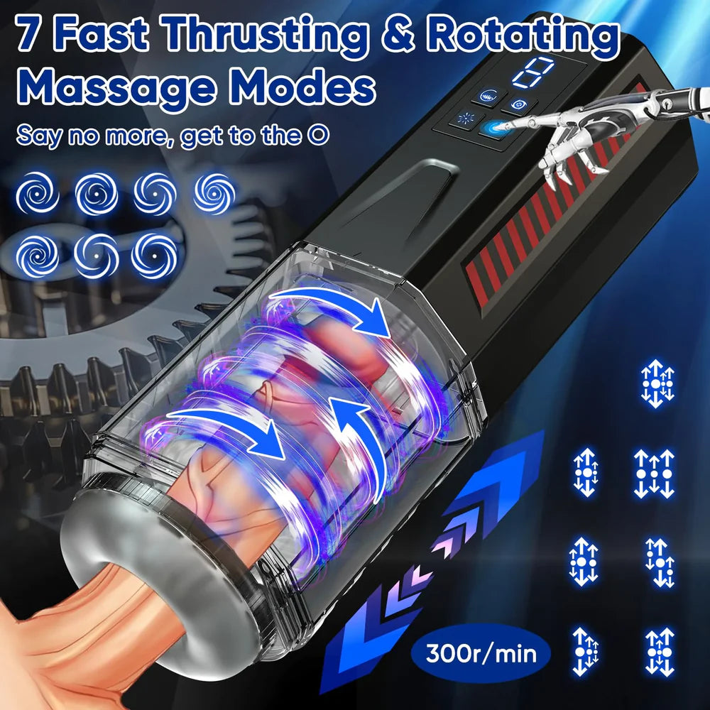 XR6 Blowjob Machine 7 Thrusting Rotating Vibrating 100% Waterproof with LCD Screen
