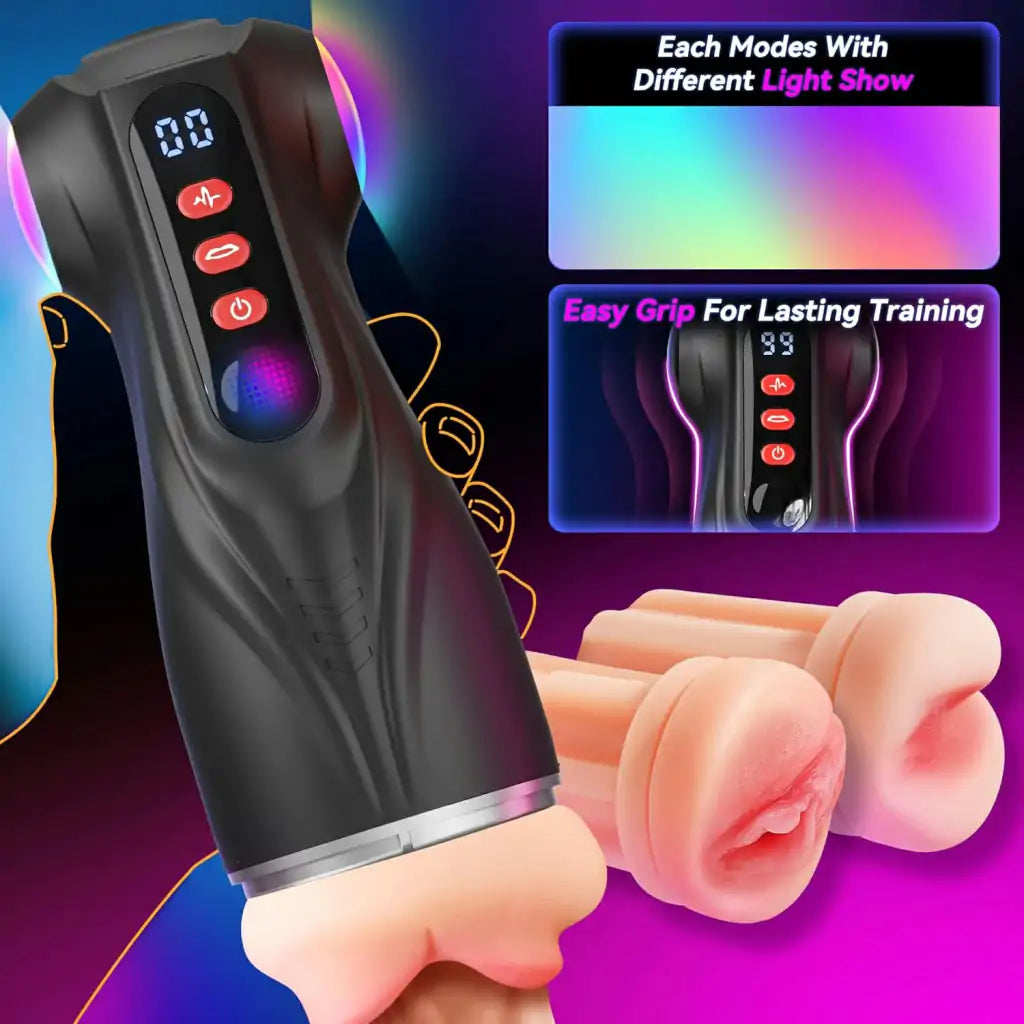 XS10 App Male Masturbator 9 Suction & Vibration 3 Sleeves Oral Sex Simulator