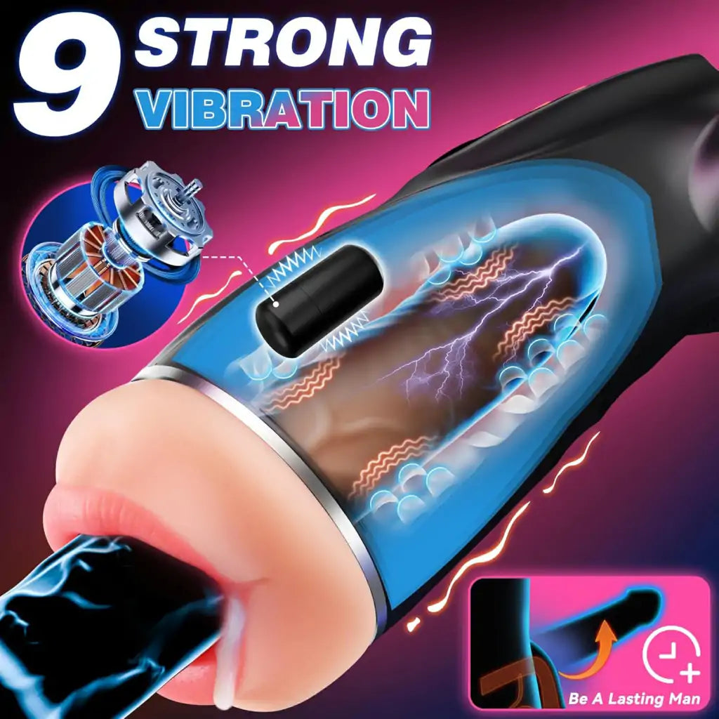 XS10 App Male Masturbator 9 Suction & Vibration 3 Sleeves Oral Sex Simulator