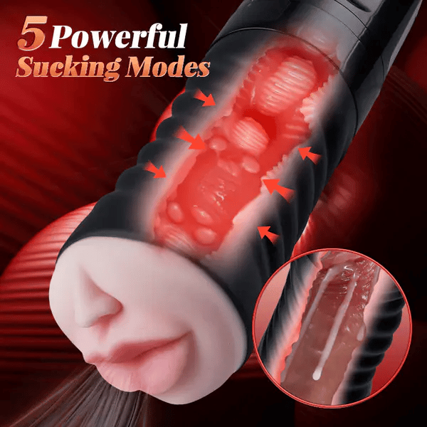 XV5 Realistic Mouth Masturbator 5 Vibrating & Sucking top male masturbators