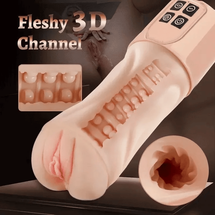 XV7: Case-Free Squeezable Pocket Pussy with 5 Suction & 10 Vibration Modes