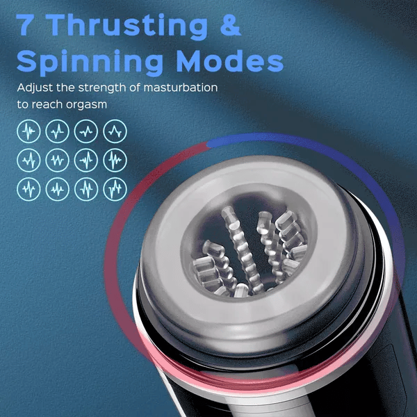 XR12 Thrusting Masturbator with Locking Suction Base for Hands-Free Rotation and Stimulation