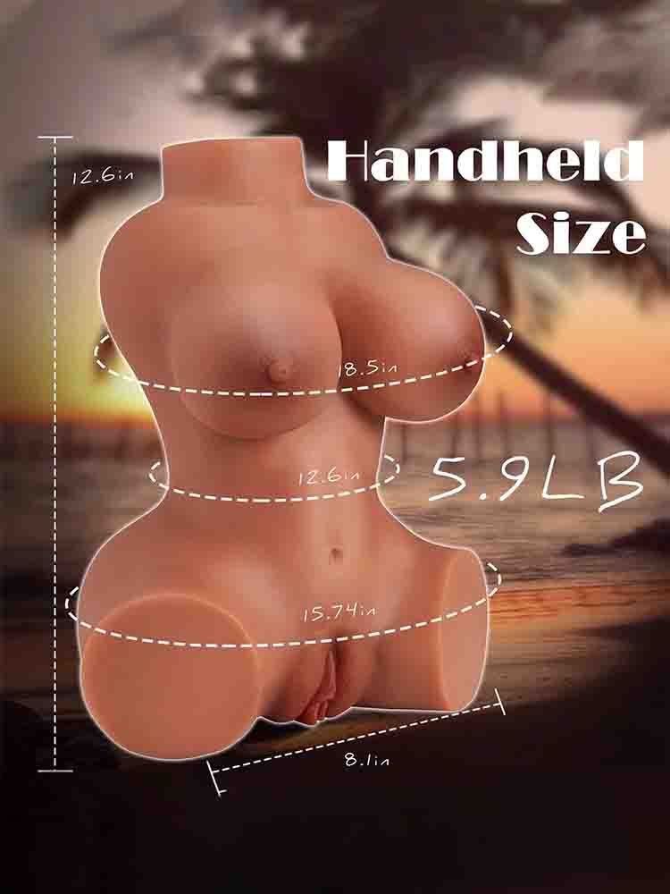 Audrey 5.9LB Brown Skin Torso Sex Toy with Big Breasts and Dual Tight Channels