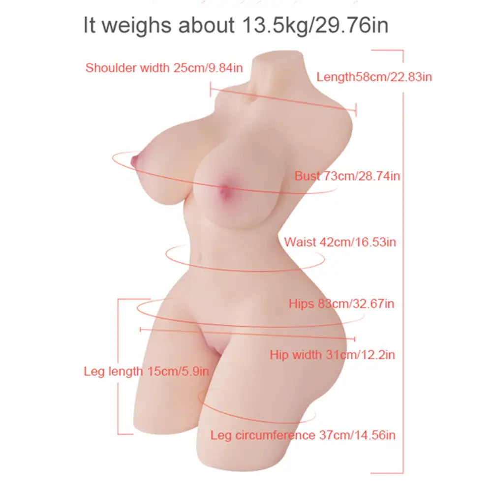 Zenobia 29.76LB Half Body Female Sex Doll Torso Tight Dual Entries