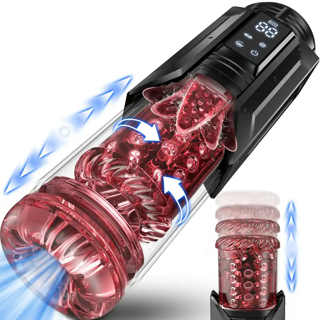 XT20: Waterproof Male Masturbator 7 Sucking Thrusting Rotating & 7 Licking Modes Blowjob Machine