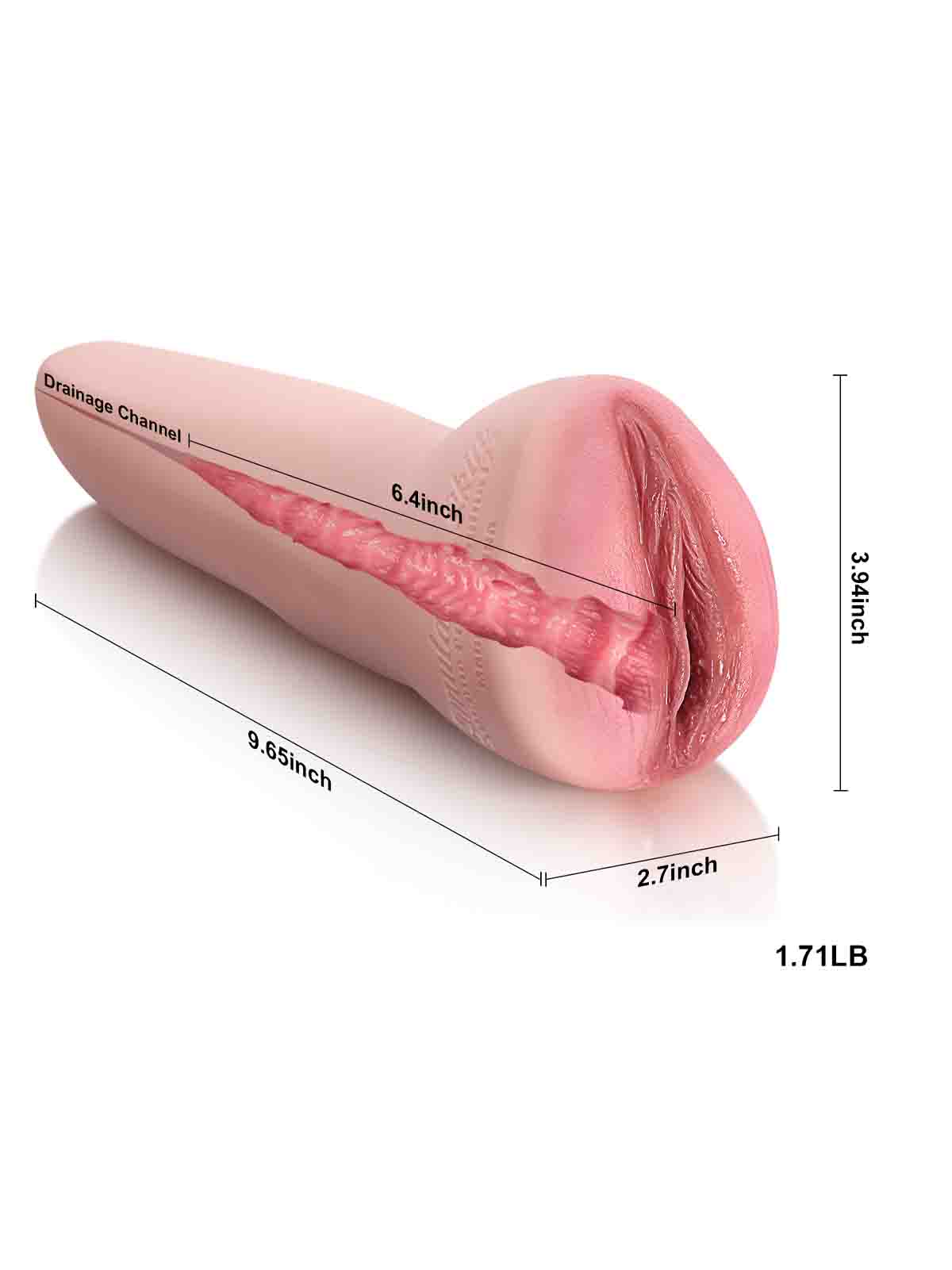 1.7LB Realistic Silicone Pocket Pussy with Detailed Labia and Soft Textured Inner Tunnel