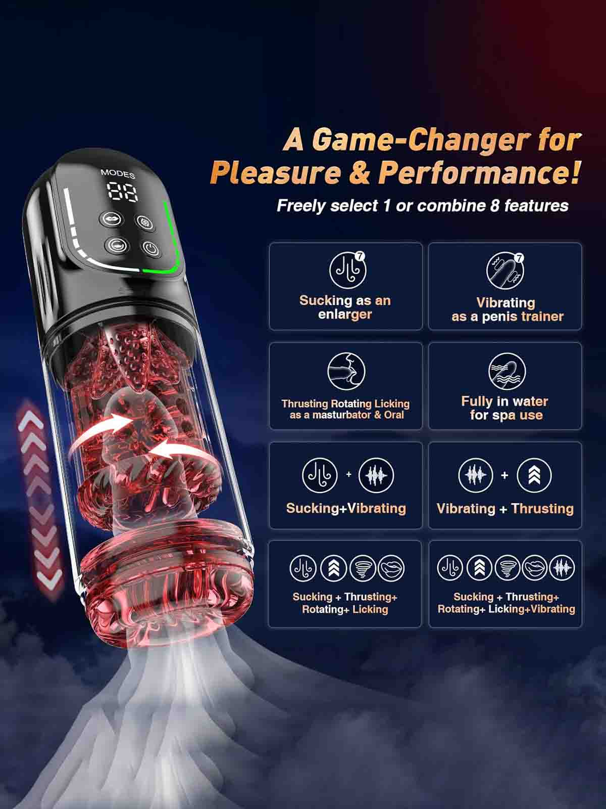 Automatic Male Masturbator 7 Modes APP Control LCD Display Vacuum Pump and Enlarger