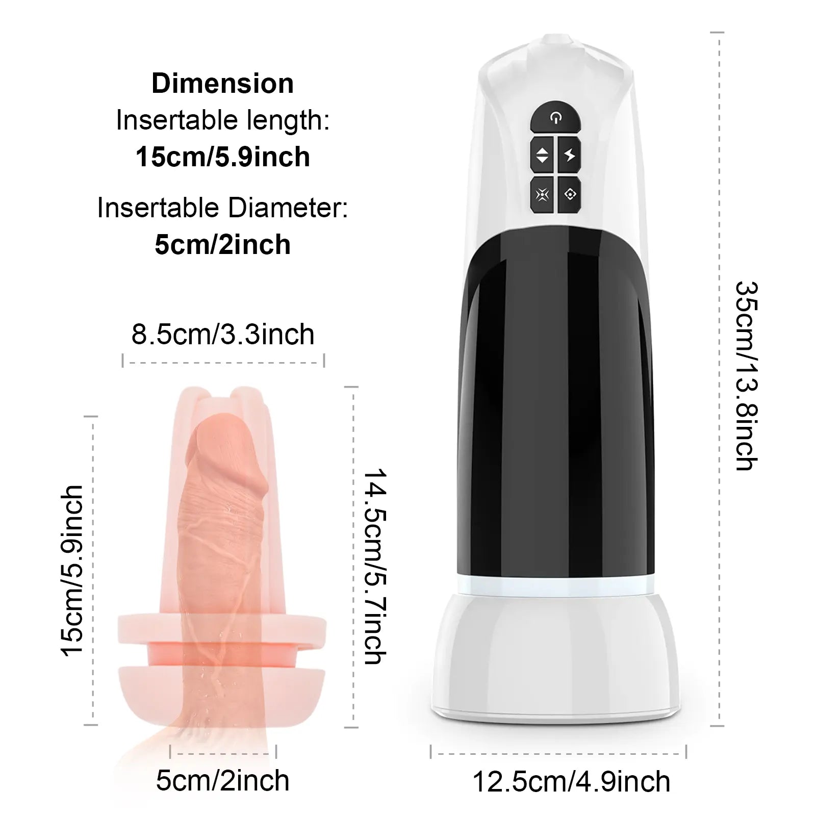 6-in-1Huge Size Hands Free Thrusting Male Stroker With Heating Base