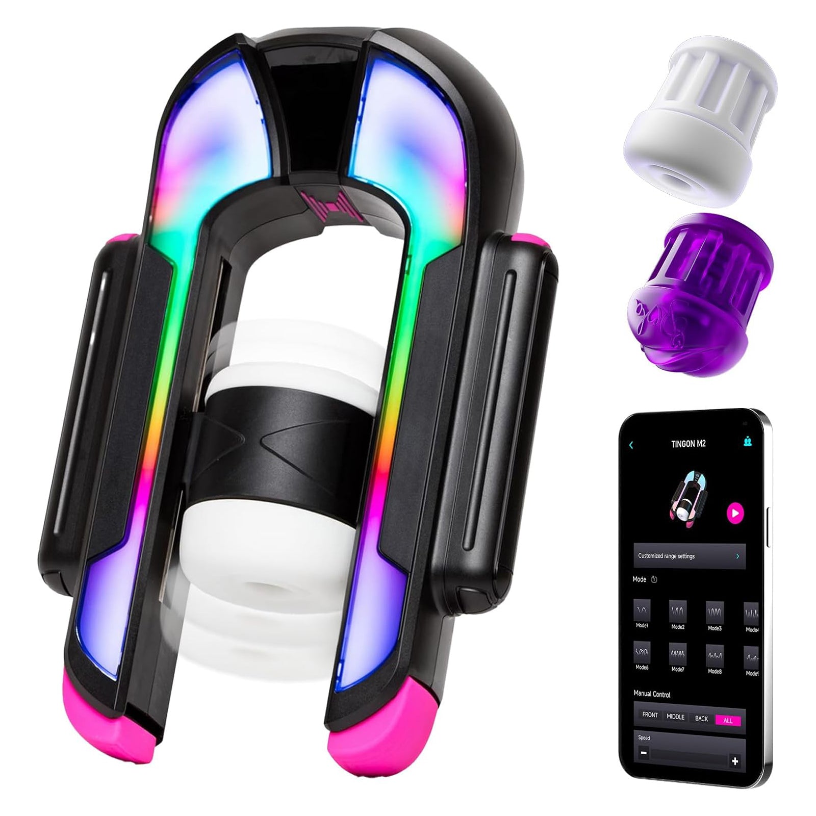 XT17: Adjustable Stroke Male Masturbator with RGB Lighting & APP Control – Ultimate Thrusting Pleasure