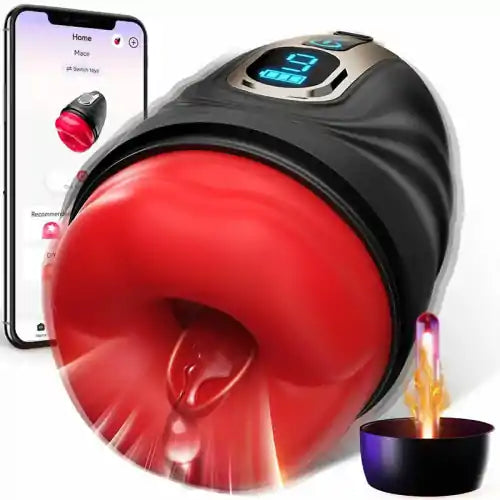 XV4 APP Controlled 9 Modes Vibrating Masturbator with Heating and Realistic Sleeve