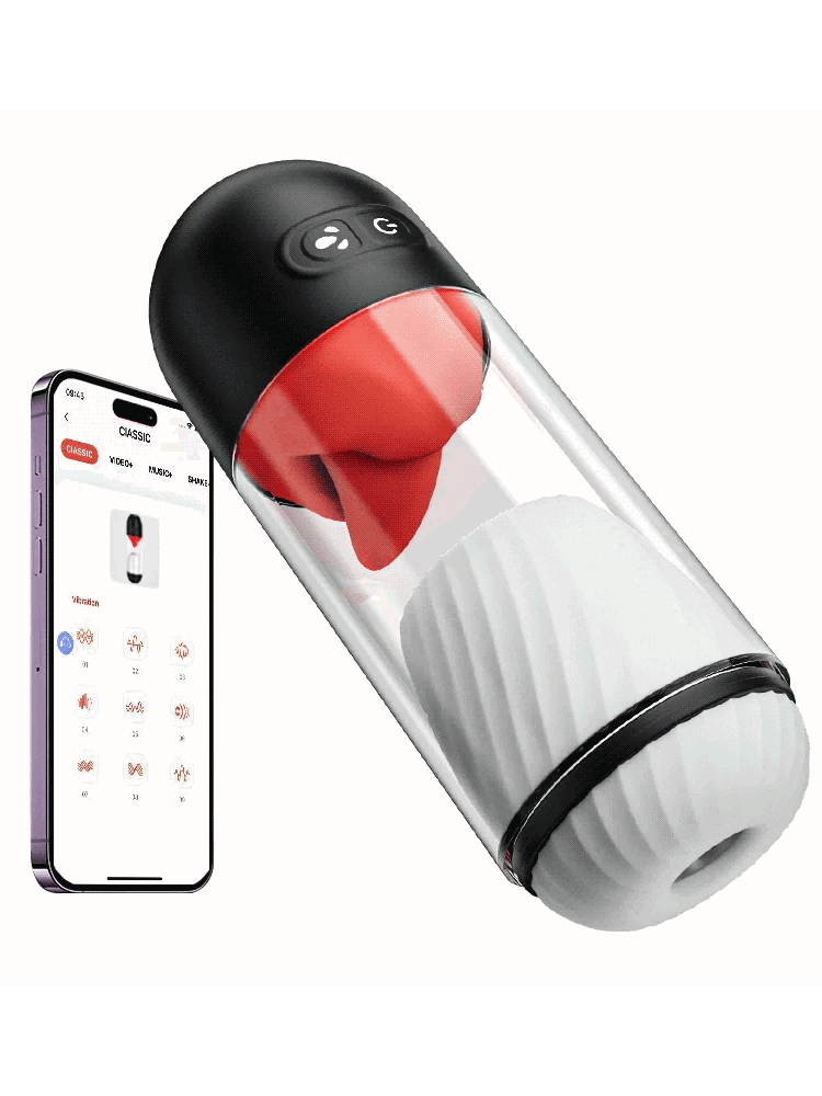 XR10 APP Controlled Shower Stroker With 9 Vibration And Tongue Licking Modes Waterproof