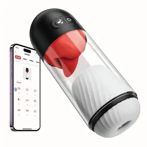 Blowjob Simulator with App Control, 9 Vibration & Tongue Licking Modes, Waterproof