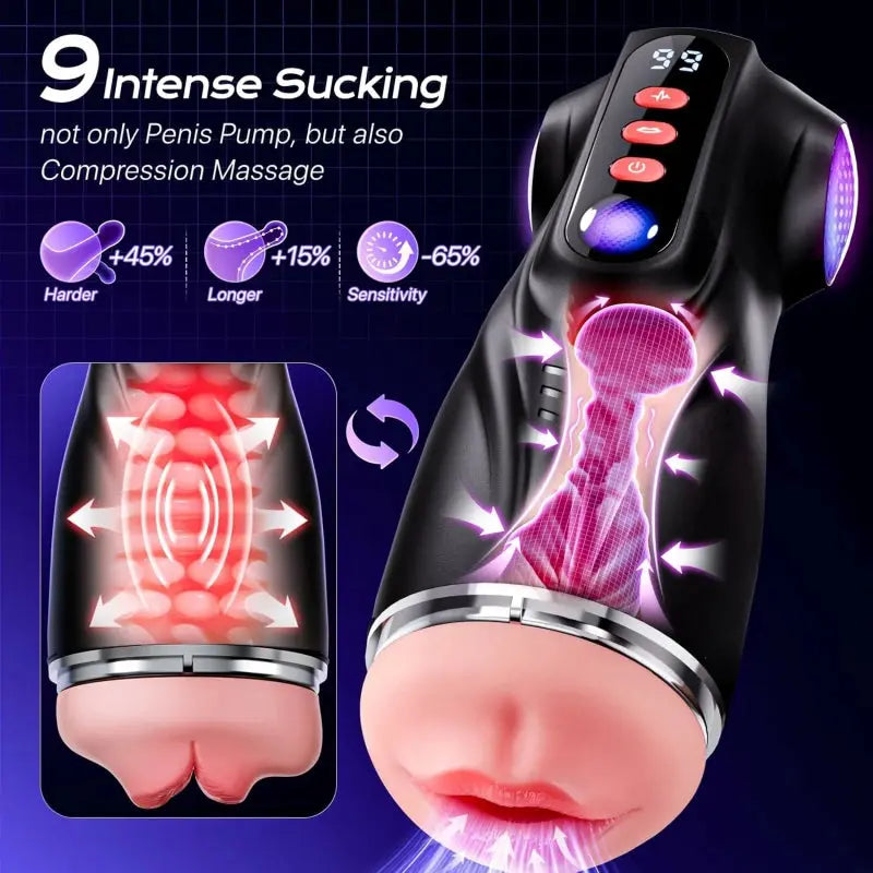 XV11: 3 in 1 Blow Job Simulator with 9 Vibration 9 Suction Modes XV11: 3 in 1 Blow Job Simulator with 9 Vibration 9 Suction Modes