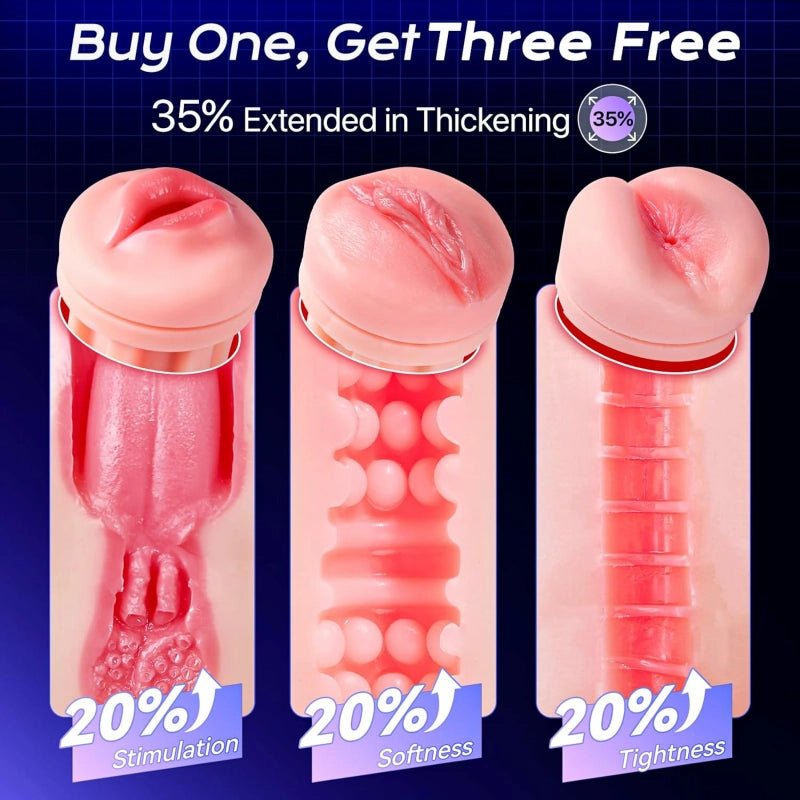 3 Interchangeable Sleeves Blowjob Simulator